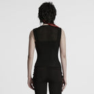 PUNK RAVE Women's Cyberpunk Plunging Mesh Splice Tank Top