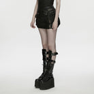 PUNK RAVE Women's Cyberpunk Printed Mesh Splice Skirt with Detachable Pocket