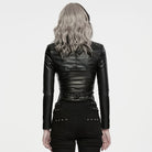 PUNK RAVE Women's Cyberpunk Stand Collar Buckle Strap Cropped Jacket