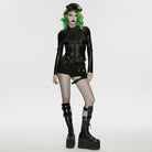 PUNK RAVE Women's Cyberpunk Stand Collar Embossed Slim Fit Jacket