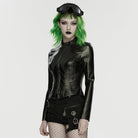 PUNK RAVE Women's Cyberpunk Stand Collar Embossed Slim Fit Jacket
