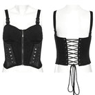 PUNK RAVE Women's Cyberpunk Studded Buckle Lace-up Tank Top