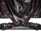 PUNK RAVE Women's Cyberpunk Studded Cutout Strappy Crop Top Black-Red