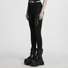 PUNK RAVE Women's Cyberpunk Studded Pleated Leggings