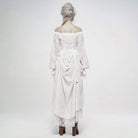 PUNK RAVE Women's Goth Cold Shoulder Puff Sleeved Little Dresses With Mesh Ruffles