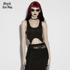 PUNK RAVE Women's Gothic Adjustable Strap Cutout Tank Top