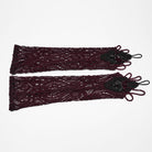 PUNK RAVE Women's Gothic Applique Beaded Long Gloves Red