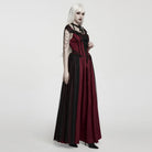 PUNK RAVE Women's Gothic Applique Chained Sleeveless Maxi Dress Black-Red