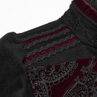 PUNK RAVE Women's Gothic Applique Lace-up Zipper Front Coat Black-Red