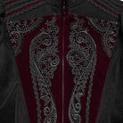 PUNK RAVE Women's Gothic Applique Lace-up Zipper Front Coat Black-Red