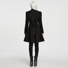 PUNK RAVE Women's Gothic Applique Lace-up Zipper Front Coat Black-Red