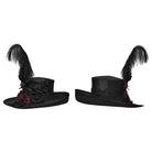 PUNK RAVE Women's Gothic Applique Rose Feather Top Hat
