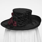 PUNK RAVE Women's Gothic Applique Rose Feather Top Hat