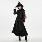 PUNK RAVE Women's Gothic Applique Rose Feather Top Hat