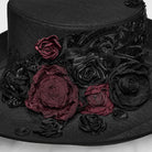 PUNK RAVE Women's Gothic Applique Rose Feather Top Hat