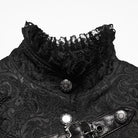 PUNK RAVE Women's Gothic Asymmetric Buckle Strap Jacquard Long Sleeve Jacket