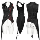 PUNK RAVE Women's Gothic Asymmetric Floral Bat Wing Collar Vest with Detachable Brooch