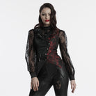 PUNK RAVE Women's Gothic Asymmetric Floral Bat Wing Collar Vest with Detachable Brooch