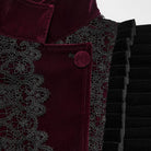 PUNK RAVE Women's Gothic Asymmetric Lace-up Lapel Velvet Coat Black-Red