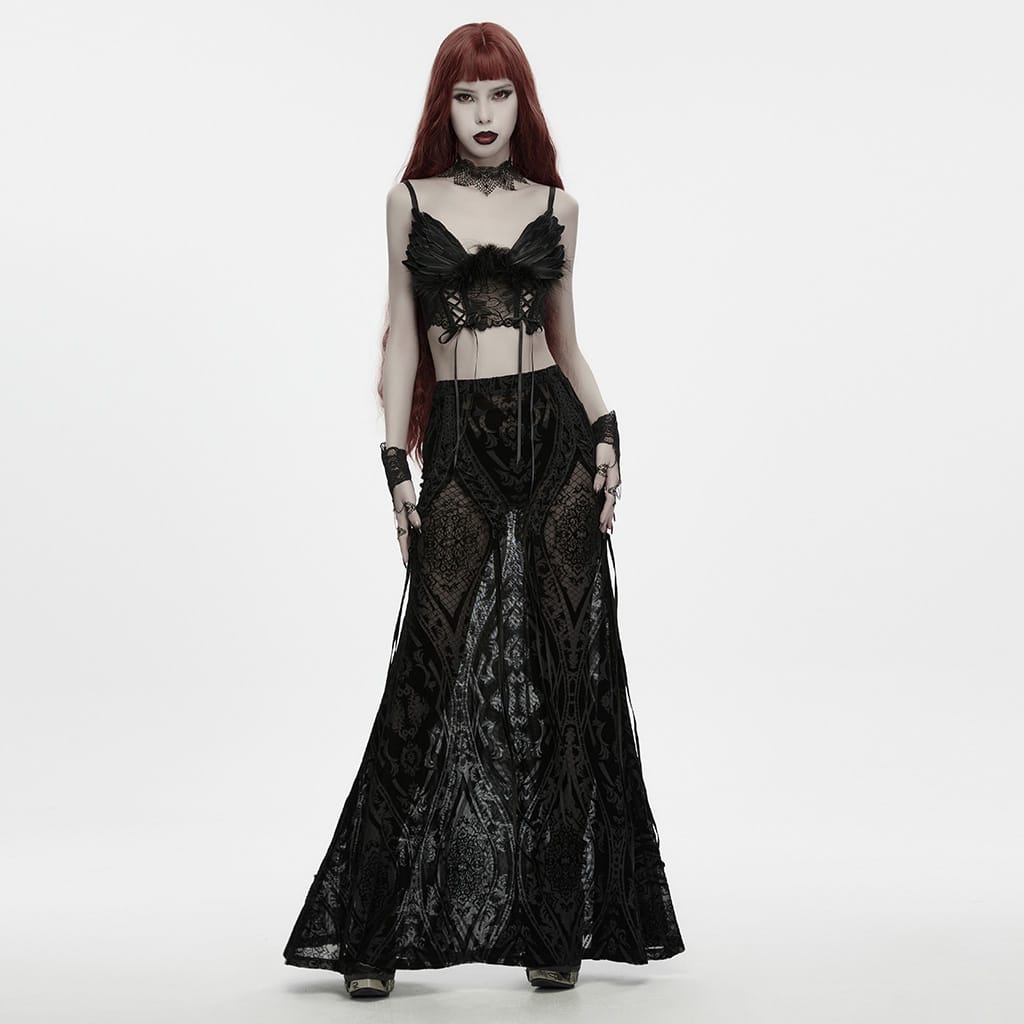 PUNK RAVE Women's Gothic Bat Decor Lace Choker