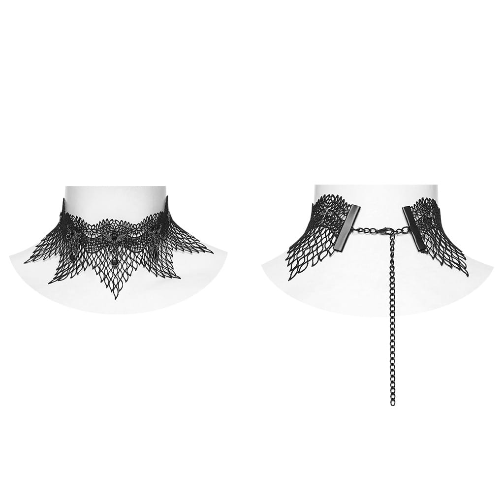 PUNK RAVE Women's Gothic Bat Decor Lace Choker