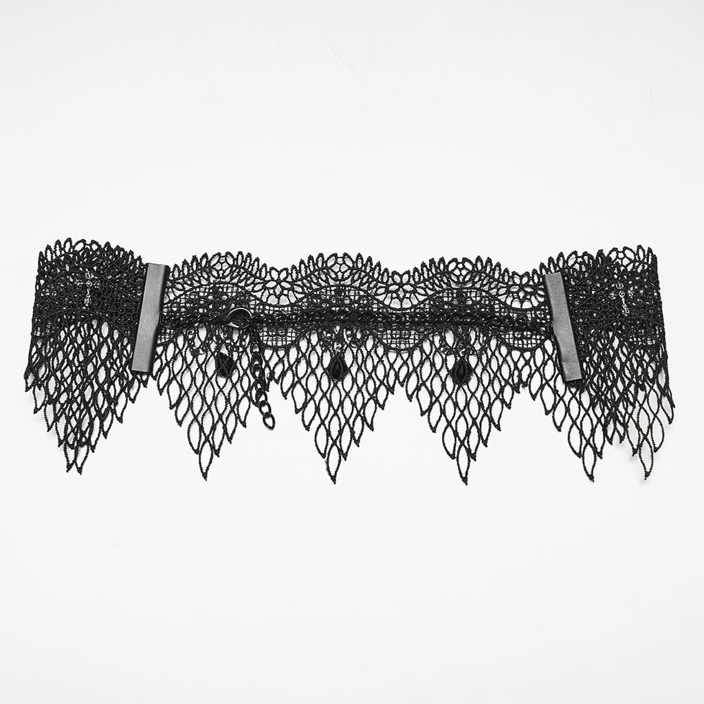 PUNK RAVE Women's Gothic Bat Decor Lace Choker