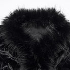 PUNK RAVE Women's Gothic Bat Jacquard Faux Fur Trim Velvet Long Sleeve Top