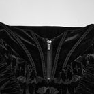 PUNK RAVE Women's Gothic Bat Jacquard Ruffle Trim Velvet Flare Pants