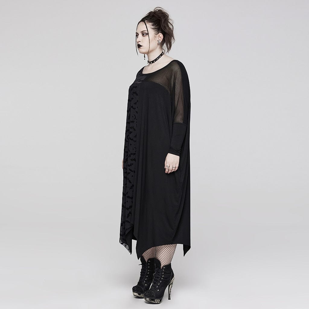 Women's Plus Size Gothic Bat Mesh Splice Dress – Punk Design