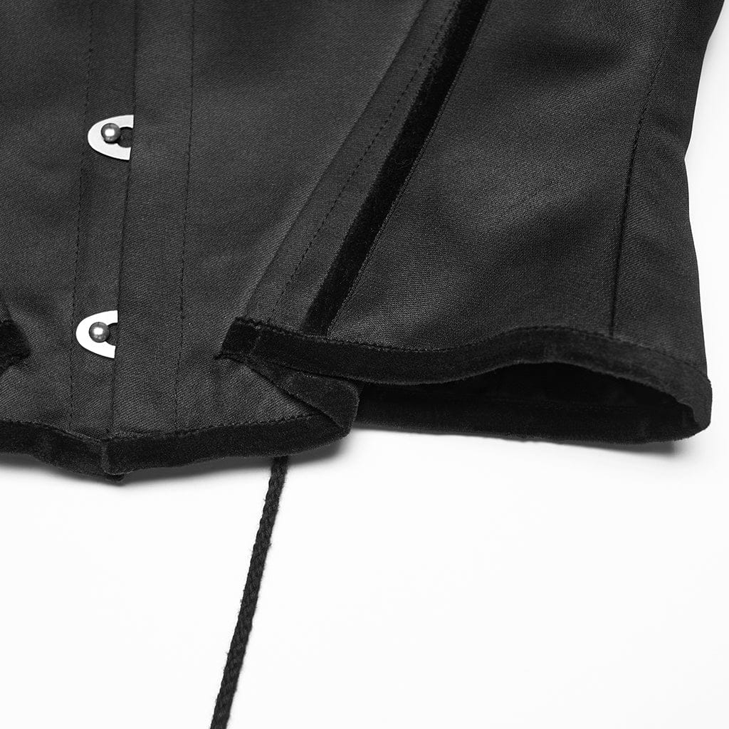 PUNK RAVE Women's Gothic Bat Shape Lace-up Underbust Corset Black