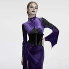 PUNK RAVE Women's Gothic Batwing Lace-up Velvet Underbust Corset