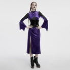 PUNK RAVE Women's Gothic Batwing Lace-up Velvet Underbust Corset