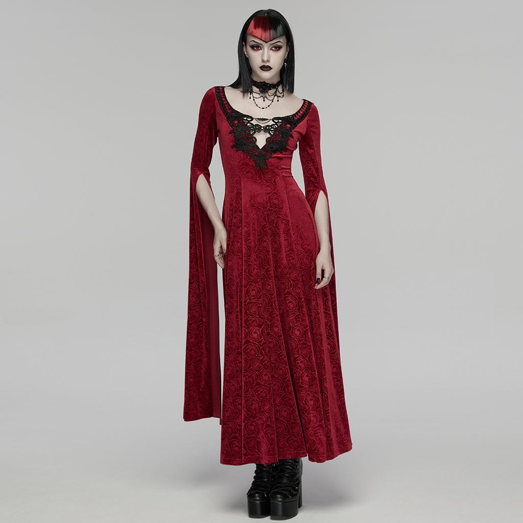 PUNK RAVE Women's Gothic Beaded Chained Lace Choker