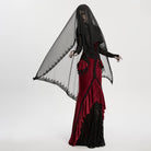 PUNK RAVE Women's Gothic Beaded Demon Horn Veil Headwear