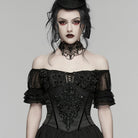 PUNK RAVE Women's Gothic Beaded Embroidered Underbust Corset