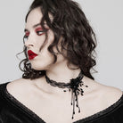 PUNK RAVE Women's Gothic Beaded Flared Lace Choker