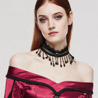 PUNK RAVE Gothic-Halsband mit Perlenspitze für Damen