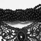 PUNK RAVE Women's Gothic Beaded Lace Choker Black
