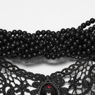 PUNK RAVE Women's Gothic Beaded Lace Choker Black-Red