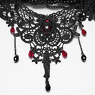 PUNK RAVE Women's Gothic Beaded Lace Choker Black-Red