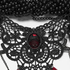 PUNK RAVE Women's Gothic Beaded Lace Choker Black-Red