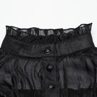 PUNK RAVE Women's Gothic Beaded Ruffled Sheer Mesh Shirt