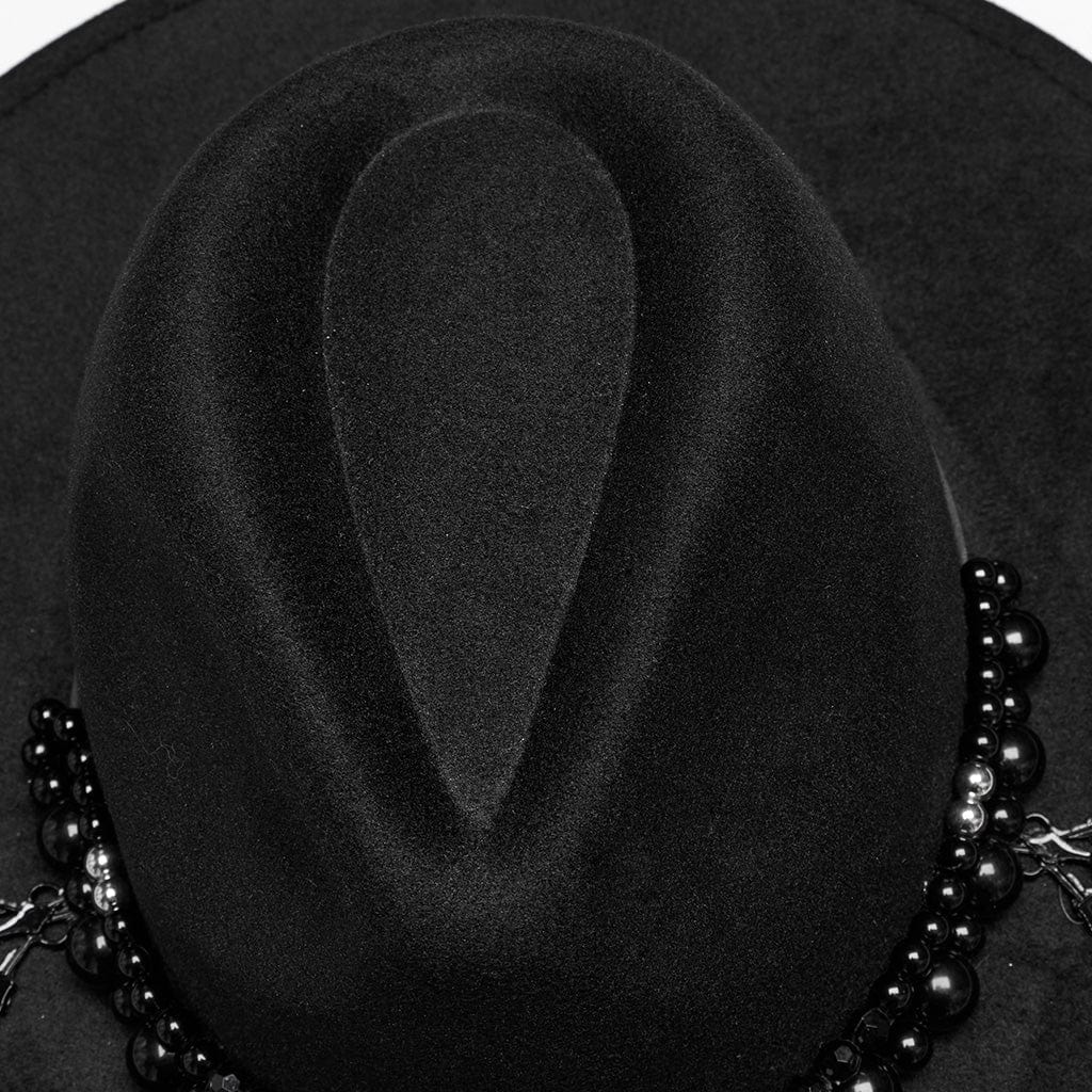 PUNK RAVE Women's Gothic Beaded Suede Hat