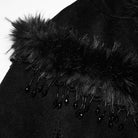 PUNK RAVE Women's Gothic Beaded Tassel Faux Fur Trim Hooded Cloak