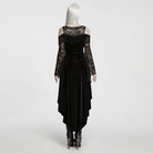 PUNK RAVE Women's Gothic Beaded Tassel Off Shoulder Irregular Hem Dress