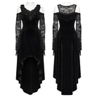 PUNK RAVE Women's Gothic Beaded Tassel Off Shoulder Irregular Hem Dress