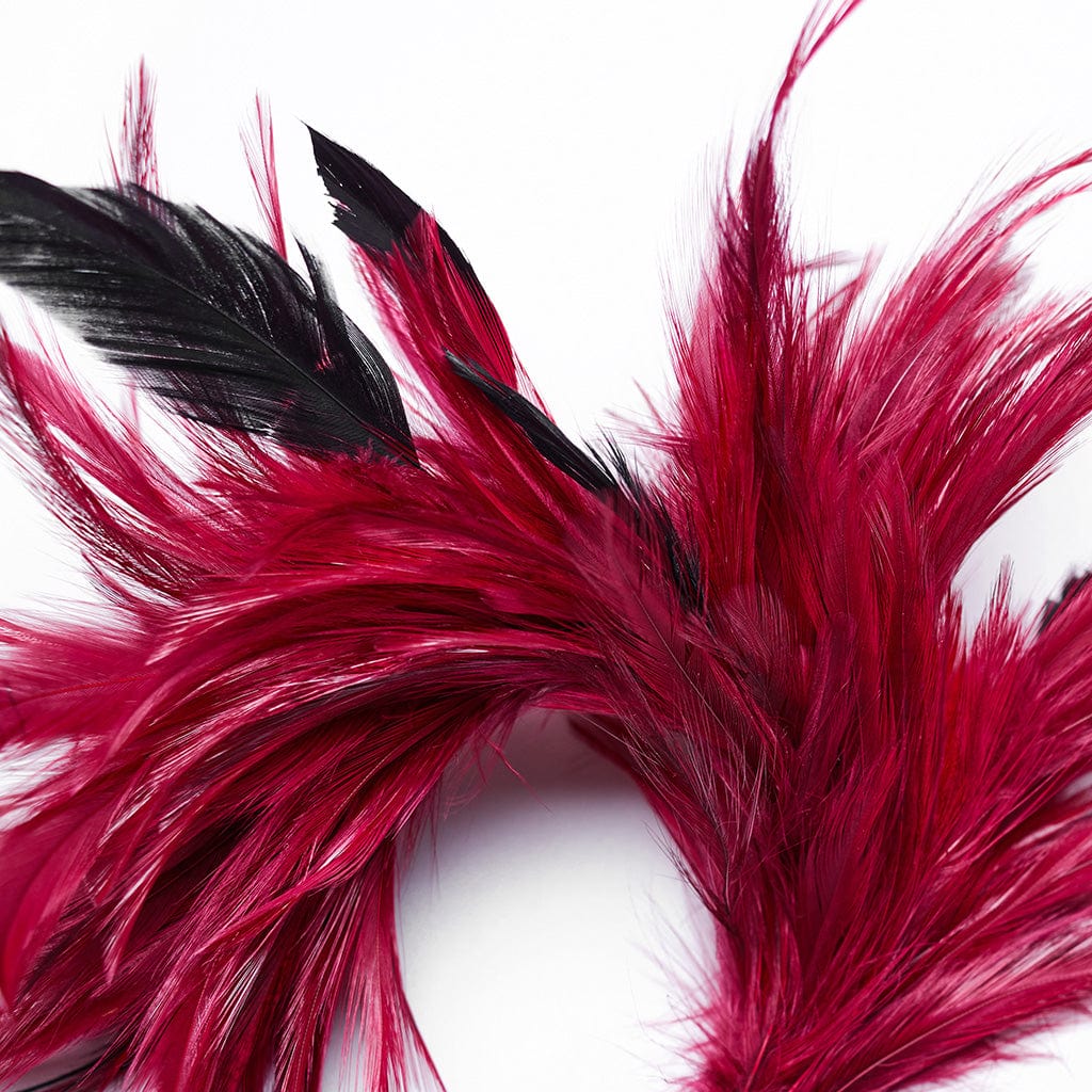 PUNK RAVE Women's Gothic Black Crystal Feather Headwear Red