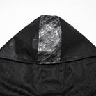 PUNK RAVE Women's Gothic Black Stretch Twill Fabric Chef Faux Leather Coat