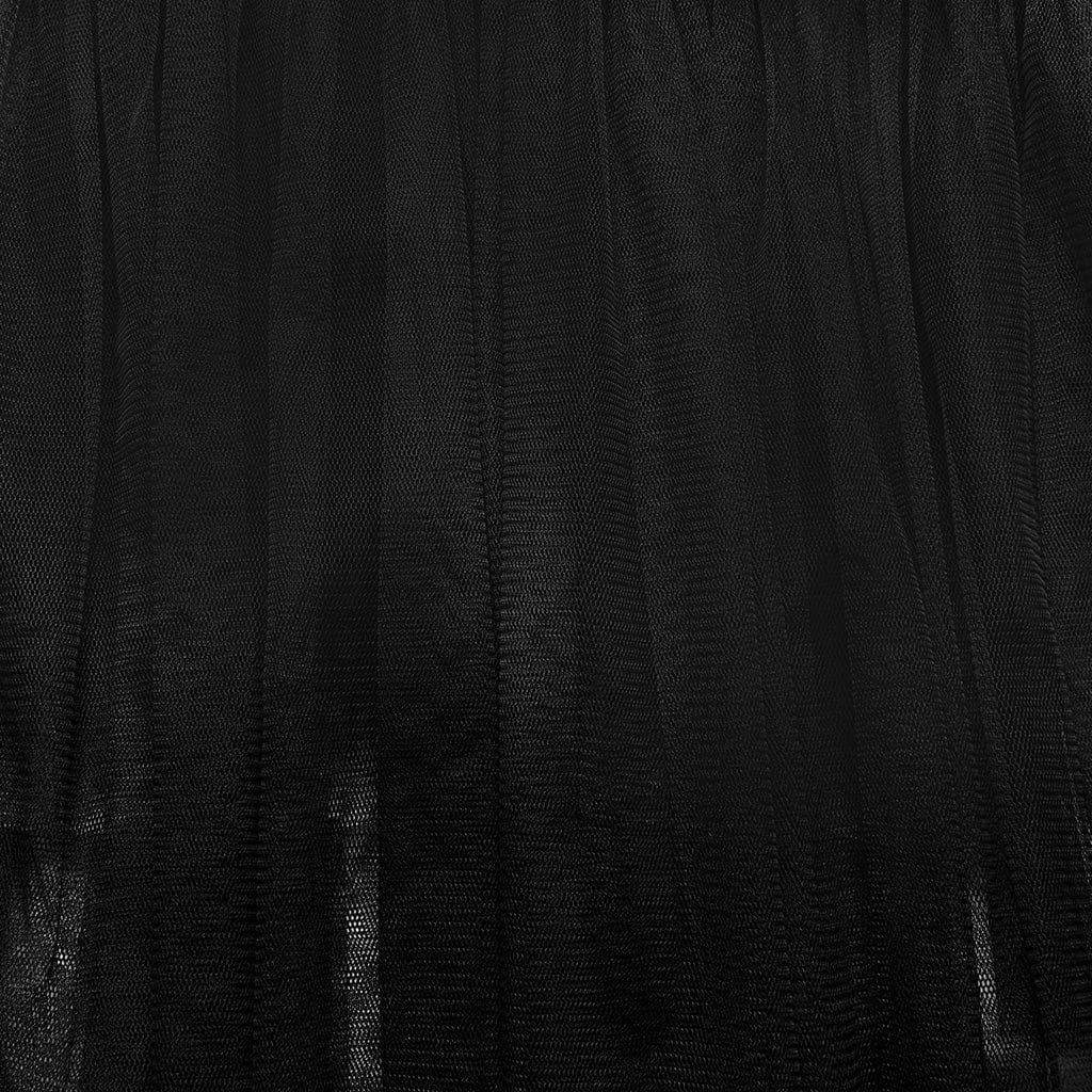 PUNK RAVE Women's Gothic Buckle Ruffled Mesh Long Over Skirt Black