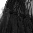 PUNK RAVE Women's Gothic Buckle Ruffled Mesh Long Over Skirt Black